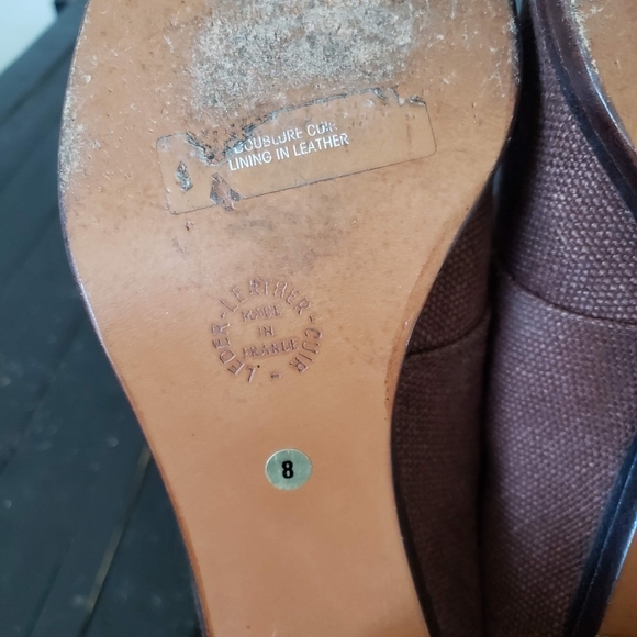 Stephane Kelian Paris Heeled Shoes Burgundy Red Women's 8 Canvas Lace Up Oxford - Picture 8 of 11